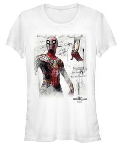 Junior’s Marvel Spider-Man Now Way Home Integrated Suit Sketch T-Shirt