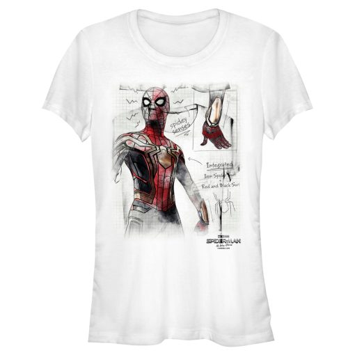 Junior’s Marvel Spider-Man Now Way Home Integrated Suit Sketch T-Shirt