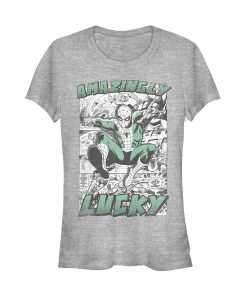 Junior’s Marvel St. Patrick’s Day Spider-Man Vintage Amazingly Lucky T-Shirt