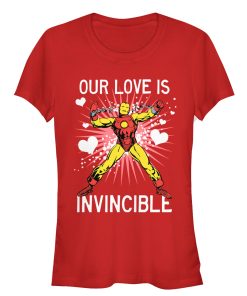 Junior’s Marvel Valentine Iron Man Invincible Love T-Shirt