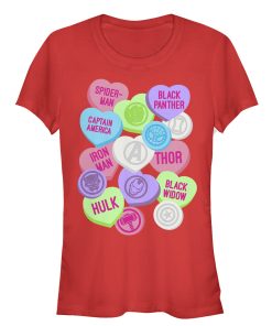 Junior’s Marvel Valentine’s Day Candy Heart Heroes T-Shirt