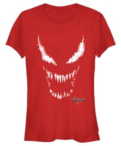 Junior’s Marvel Venom Let There be Carnage Big White and Red face T-Shirt