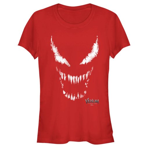 Junior’s Marvel Venom Let There be Carnage Big White and Red face T-Shirt