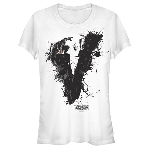 Junior’s Marvel Venom Let There be Carnage Black V Splatter T-Shirt