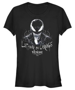 Junior’s Marvel Venom Let There be Carnage Black and White T-Shirt