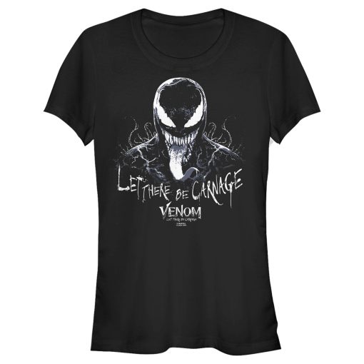 Junior’s Marvel Venom Let There be Carnage Black and White T-Shirt