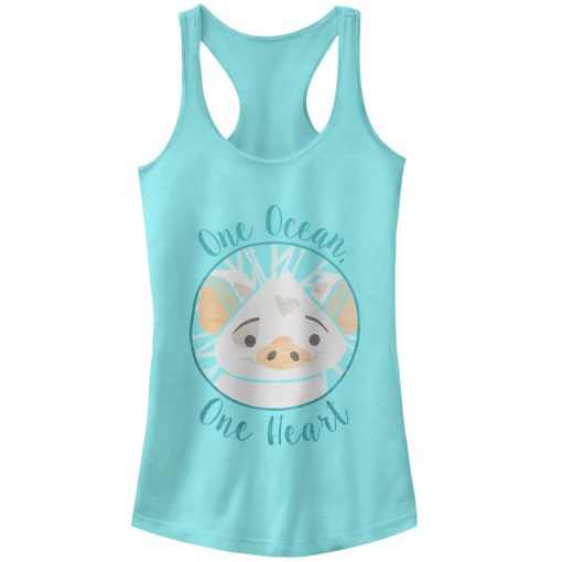 Junior’s Moana Pua One Heart Racerback Tank Top