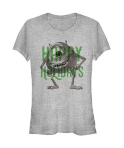 Junior’s Monsters Inc Happy Holidays Mike T-Shirt