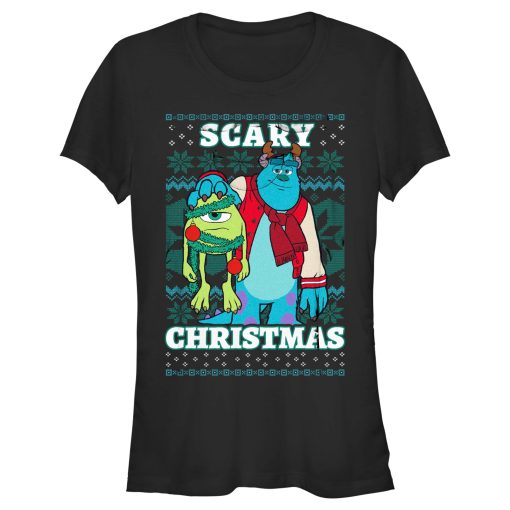 Junior’s Monsters Inc Monsters Inc. Mike and Sully Scary Christmas T-Shirt