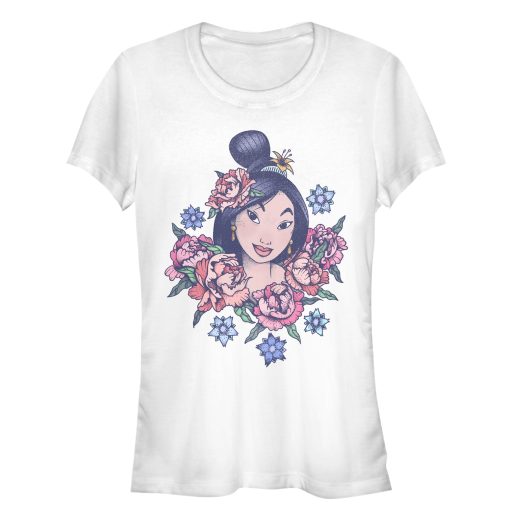 Junior’s Mulan Floral Portrait T-Shirt