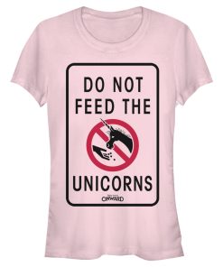 Junior’s Onward Do Not Feed Unicorn Warning T-Shirt