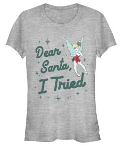 Junior’s Peter Pan Peter Pan Tinker Bell Dear Santa, I Tried T-Shirt