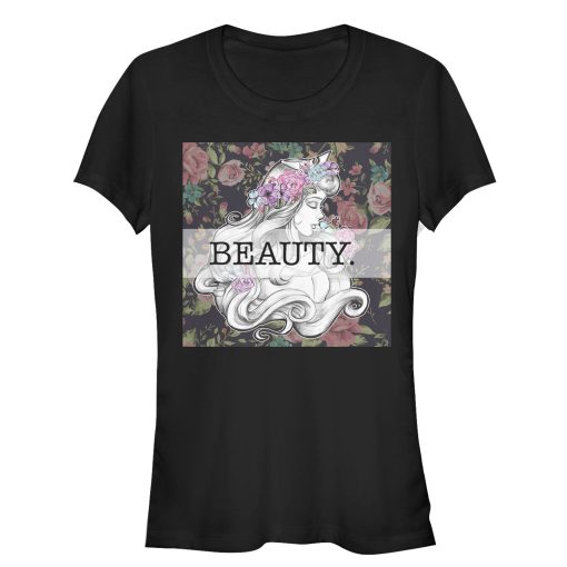 Junior’s Sleeping Beauty Aurora Floral Print T-Shirt