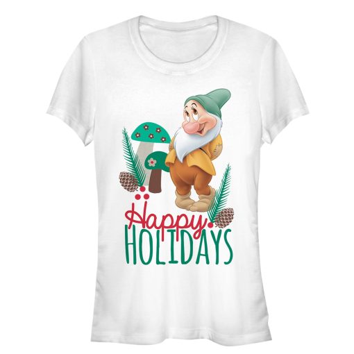 Junior’s Snow White and the Seven Dwarfs Christmas Bashful T-Shirt