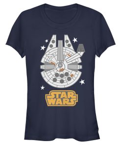 Junior’s Star Wars Cartoon Millennium Falcon T-Shirt