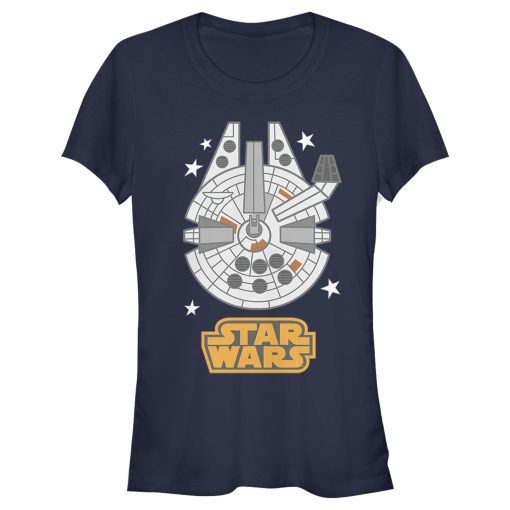 Junior’s Star Wars Cartoon Millennium Falcon T-Shirt