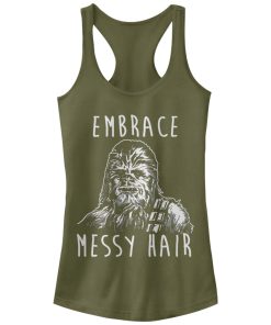 Junior’s Star Wars Chewbacca Embrace Messy Hair Racerback Tank Top