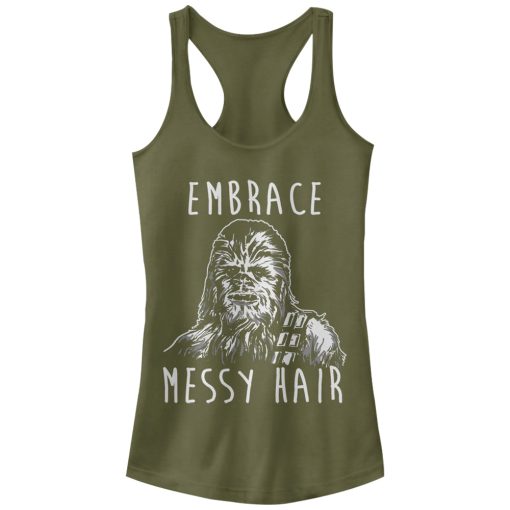 Junior’s Star Wars Chewbacca Embrace Messy Hair Racerback Tank Top