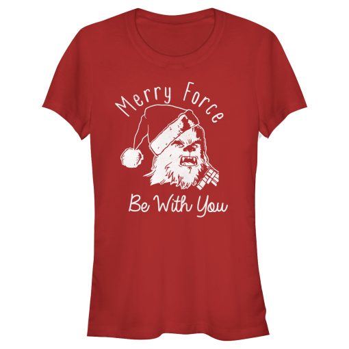 Junior’s Star Wars Christmas Chewie Merry Force T-Shirt