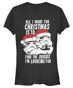 Junior’s Star Wars Christmas Droids Looking Wish T-Shirt