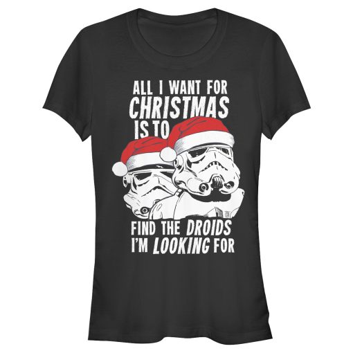 Junior’s Star Wars Christmas Droids Looking Wish T-Shirt