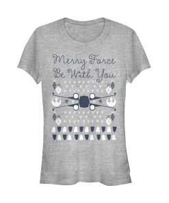 Junior’s Star Wars Christmas Force Be With You T-Shirt