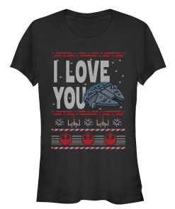 Junior’s Star Wars Christmas I Love You Quote T-Shirt