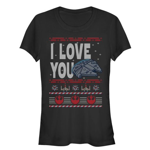 Junior’s Star Wars Christmas I Love You Quote T-Shirt