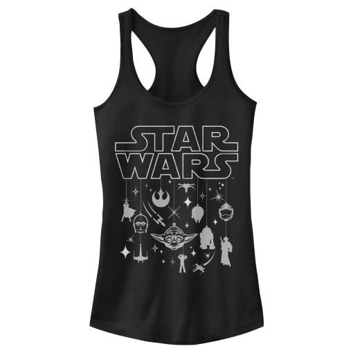 Junior’s Star Wars Christmas Logo Ornaments Racerback Tank Top