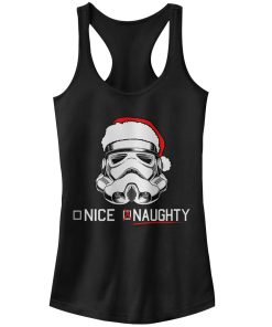Junior’s Star Wars Christmas Stormtrooper Naughty List Racerback Tank Top