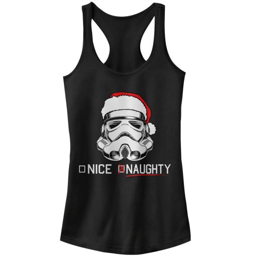 Junior’s Star Wars Christmas Stormtrooper Naughty List Racerback Tank Top