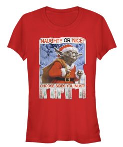 Junior’s Star Wars Christmas Yoda Naughty or Nice T-Shirt
