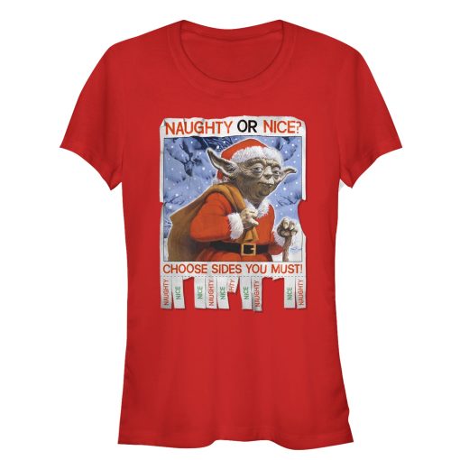 Junior’s Star Wars Christmas Yoda Naughty or Nice T-Shirt