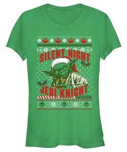 Junior’s Star Wars Christmas Yoda Silent Night Jedi Knight T-Shirt