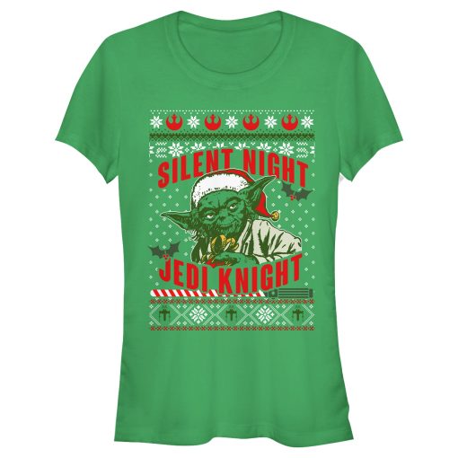 Junior’s Star Wars Christmas Yoda Silent Night Jedi Knight T-Shirt