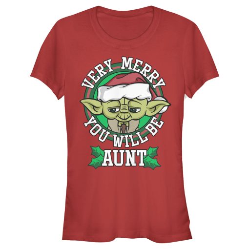 Junior’s Star Wars Christmas Yoda Very Merry Aunt T-Shirt