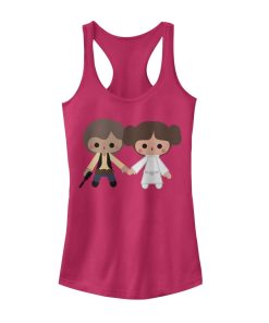 Junior’s Star Wars Cute Cartoon Kawaii Han Leia Love Racerback Tank Top