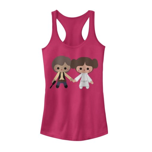 Junior’s Star Wars Cute Cartoon Kawaii Han Leia Love Racerback Tank Top