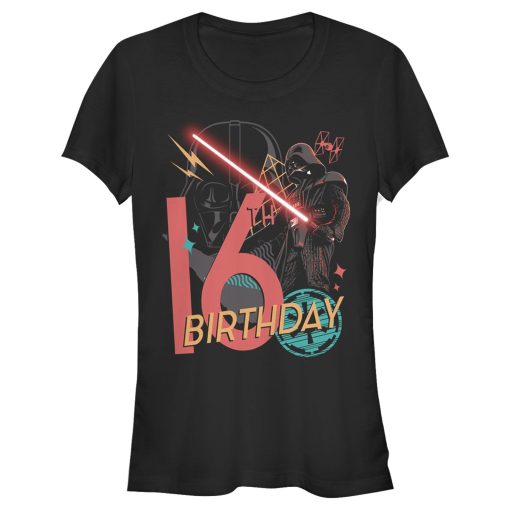 Junior’s Star Wars Darth Vader 16th Birthday Abstract Background T-Shirt