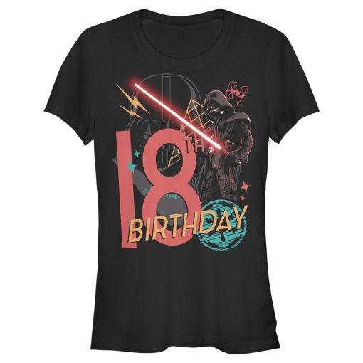 Junior’s Star Wars Darth Vader 18th Birthday Abstract Background T-Shirt