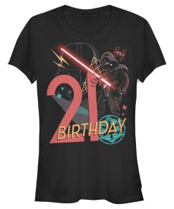 Junior’s Star Wars Darth Vader 21st Birthday Abstract Background T-Shirt