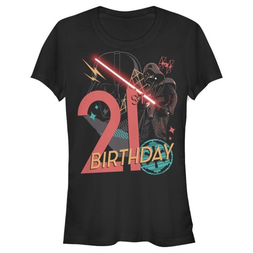 Junior’s Star Wars Darth Vader 21st Birthday Abstract Background T-Shirt