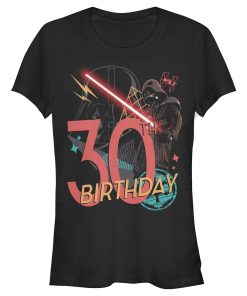 Junior’s Star Wars Darth Vader 30th Birthday Abstract Background T-Shirt