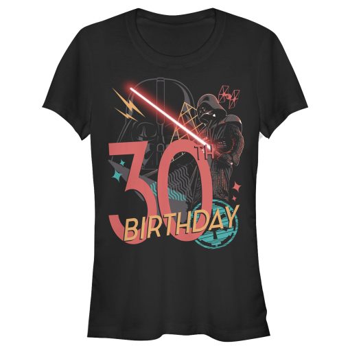 Junior’s Star Wars Darth Vader 30th Birthday Abstract Background T-Shirt