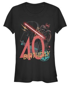 Junior’s Star Wars Darth Vader 40th Birthday Abstract Background T-Shirt