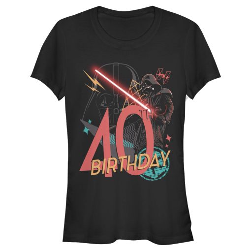 Junior’s Star Wars Darth Vader 40th Birthday Abstract Background T-Shirt