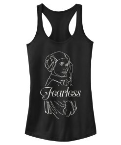 Junior’s Star Wars Fearless Princess Leia Outline Racerback Tank Top