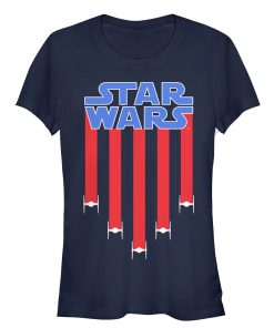 Junior’s Star Wars Fourth of July TIE Fighter Stripes T-Shirt