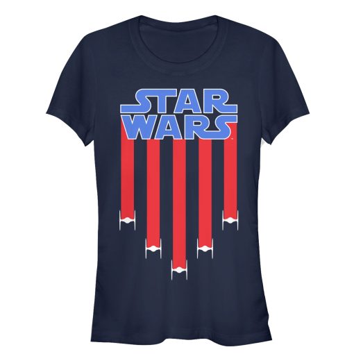 Junior’s Star Wars Fourth of July TIE Fighter Stripes T-Shirt