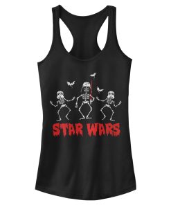 Junior’s Star Wars Halloween Vader Skeletons Racerback Tank Top
